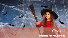  Presentation with starry night - Beautiful presentation theme featuring halloween-holiday-and-childhood-concept backdrop and a coral colored foreground