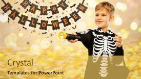 Presentation with string lights - PPT theme with halloween-holiday-and-childhood-concept background and a yellow colored foreground