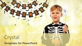  Presentation with skeleton bones - Presentation theme having halloween-holiday-and-childhood-concept background and a blonde colored foreground
