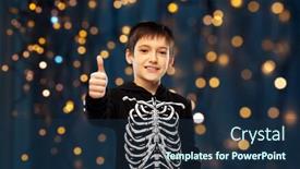  Presentation with blue lights - Slide deck having halloween-holiday-and-childhood-concept background and a navy blue colored foreground