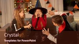  Presentation with girls night - Audience pleasing PPT theme consisting of halloween-holiday-and-childhood-concept backdrop and a wine colored foreground