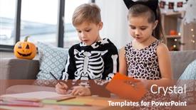  Presentation with childhood - Audience pleasing PPT theme consisting of halloween-holiday-and-childhood-concept backdrop and a red colored foreground