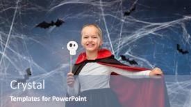  Presentation with night sky - Beautiful presentation theme featuring halloween-holiday-and-childhood-concept backdrop and a seafoam green colored foreground