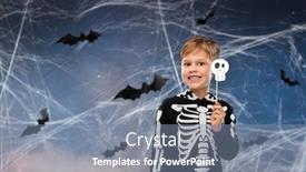  Presentation with night sky - Colorful PPT theme enhanced with halloween-holiday-and-childhood-concept backdrop and a seafoam green colored foreground