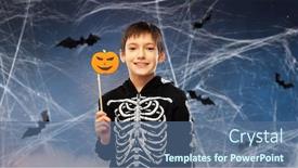  Presentation with black jack - Audience pleasing PPT theme consisting of halloween-holiday-and-childhood-concept backdrop and a ocean colored foreground