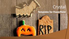 Presentation with gingerbread - Colorful slide deck enhanced with halloween homemade gingerbread cookies over wooden table backdrop and a coral colored foreground