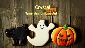  Presentation with gingerbread - Theme enhanced with halloween homemade gingerbread cookies over wooden table background and a tawny brown colored foreground