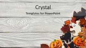  Presentation with lilac flowers bunch over wood - Cool new presentation theme with halloween homemade gingerbread cookies backdrop and a light gray colored foreground