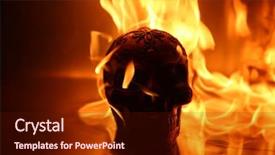  Presentation with hell - PPT layouts with halloween human skull on fire background and a tawny brown colored foreground