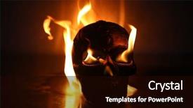  Presentation with flame - Audience pleasing PPT layouts consisting of halloween human skull on fire backdrop and a black colored foreground