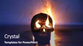  Presentation with skull - Cool new theme with halloween human skull on fire backdrop and a navy blue colored foreground