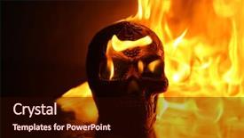  Presentation with hell - Cool new presentation theme with halloween human skull on fire backdrop and a wine colored foreground