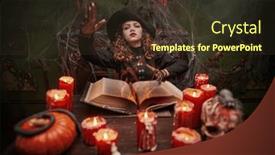  Presentation with magic book - Presentation design consisting of halloween-is-a-time and a tawny brown colored foreground