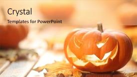  Presentation with lantern - Slide deck having halloween jack o' lantern background background and a lemonade colored foreground