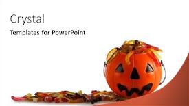  Presentation with halloween candy - Beautiful PPT theme featuring halloween-jack-o-lantern-candy backdrop and a white colored foreground