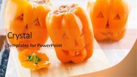  Presentation with lanterns - Slide set featuring halloween jack-o-lanterns filled with minced meat background and a gold colored foreground