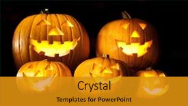  Presentation with dark night - Amazing slides having halloween lantern head pumpkins scary backdrop and a gold colored foreground