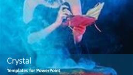  Presentation with magic wand - PPT layouts with halloween-magic-a-beautiful-young background and a ocean colored foreground