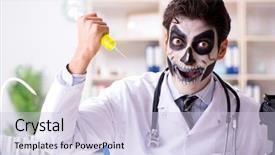  Presentation with scary - Slide set having halloween medical - scary monster doctor working background and a lemonade colored foreground