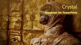  Presentation with mythology - Slide set consisting of halloween-mummy-is-posing-against background and a tawny brown colored foreground