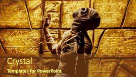  Presentation with ancient mythology - Audience pleasing theme consisting of halloween-mummy-looking-up-against backdrop and a tawny brown colored foreground