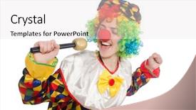  Presentation with mic - PPT theme with halloween music - clown with mic isolated background and a  colored foreground