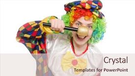  Presentation with mic - Slide set consisting of halloween music - clown with mic isolated background and a  colored foreground