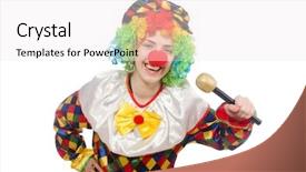  Presentation with mic - Beautiful slide deck featuring halloween music - clown with mic isolated backdrop and a  colored foreground