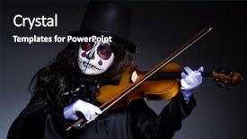  Presentation with dark room for interrogation - Amazing presentation design having halloween music - monster playing violin in dark backdrop and a  colored foreground
