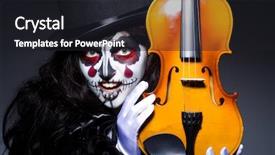  Presentation with dark - Audience pleasing theme consisting of halloween music - monster playing violin in dark backdrop and a  colored foreground