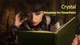  Presentation with vintage music - PPT layouts enhanced with halloween music - portrait of a beautiful steampunk background and a wine colored foreground