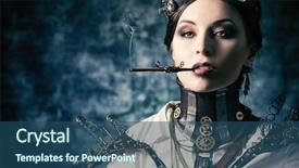  Presentation with steampunk - Colorful slide set enhanced with halloween music - portrait of a beautiful steampunk backdrop and a ocean colored foreground