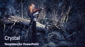  Presentation with red - Presentation theme featuring halloween music - red-haired girl with a violin background and a  colored foreground