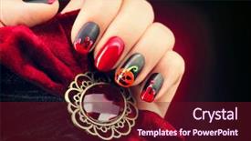  Presentation with nail art - Slide set featuring halloween nail art design nail background and a tawny brown colored foreground