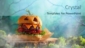  Presentation with scary halloween - Slide deck featuring halloween-party-burger-in-shape background and a cool aqua colored foreground