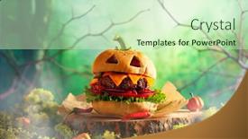  Presentation with scary halloween - Slide set featuring halloween-party-burger-in-shape background and a soft green colored foreground