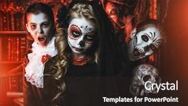  Presentation with celebrate - Presentation theme consisting of halloween party cheerful children background and a wine colored foreground