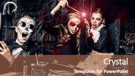  Presentation with celebrate - Beautiful theme featuring halloween party cheerful children backdrop and a tawny brown colored foreground