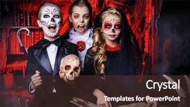  Presentation with celebrate - Presentation design with halloween party cheerful children background and a tawny brown colored foreground