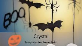  Presentation with decoration - PPT layouts enhanced with halloween party garlands over moonlight background and a coral colored foreground