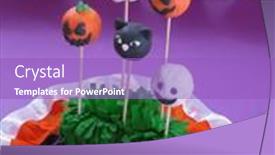  Presentation with halloween - Theme featuring halloween-party-lollipops-on-skulls background and a purple colored foreground