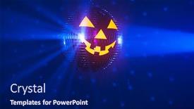  Presentation with disco ball - PPT theme consisting of halloween-party-pumpkin-disco-ball background and a navy blue colored foreground