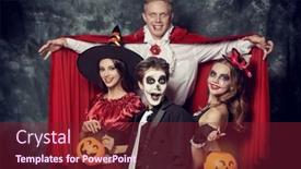  Presentation with vampire - Slide set consisting of halloween-party-teenage-friends background and a tawny brown colored foreground