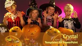  Presentation with global children culture - Presentation having halloween party with children wearing background and a tawny brown colored foreground