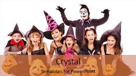  Presentation with halloween - Cool new theme with halloween party with group children backdrop and a red colored foreground