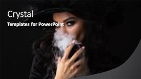  Presentation with goblet - Slides with halloween-party-woman-in-witch background and a black colored foreground