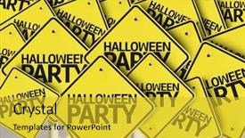  Presentation with party - PPT theme with halloween party written on multiple background and a gold colored foreground