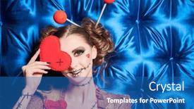  Presentation with hands heart - Presentation theme featuring halloween-portrait-of-a-beautiful background and a ocean colored foreground