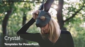  Presentation with creepy - Colorful presentation design enhanced with halloween portrait of creepy woman backdrop and a dark gray colored foreground