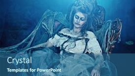  Presentation with ghost - PPT layouts having halloween-portrait-of-the-dead background and a ocean colored foreground